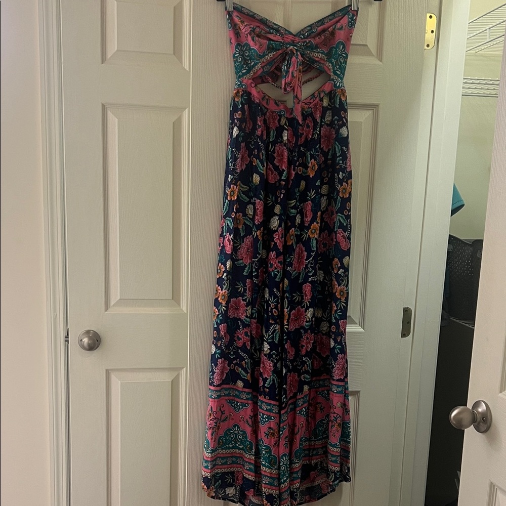 Floral Strapless Romper with Cutout Detail